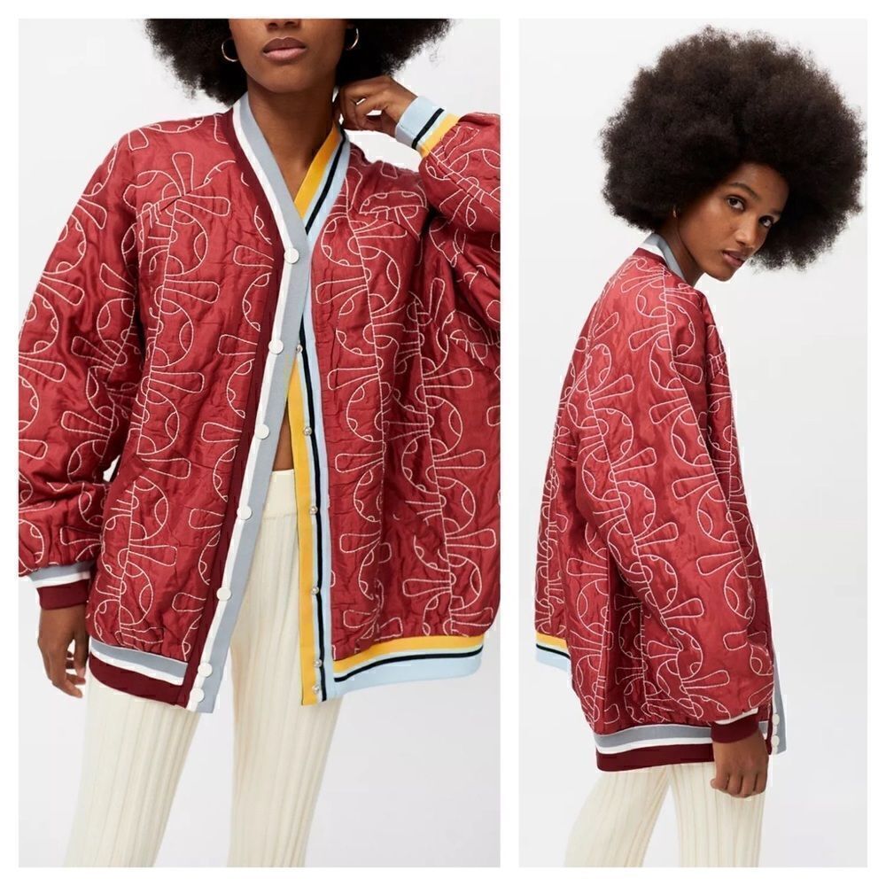 NWT Kimchi Blue Urban Outfitters Duncan Quilted Oversized Varsity Jacket